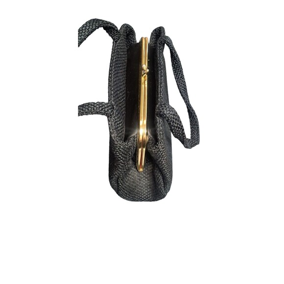 Vintage JR Florida Black Handbag Tweed Purse Clasp Closure - Picture 3 of 12